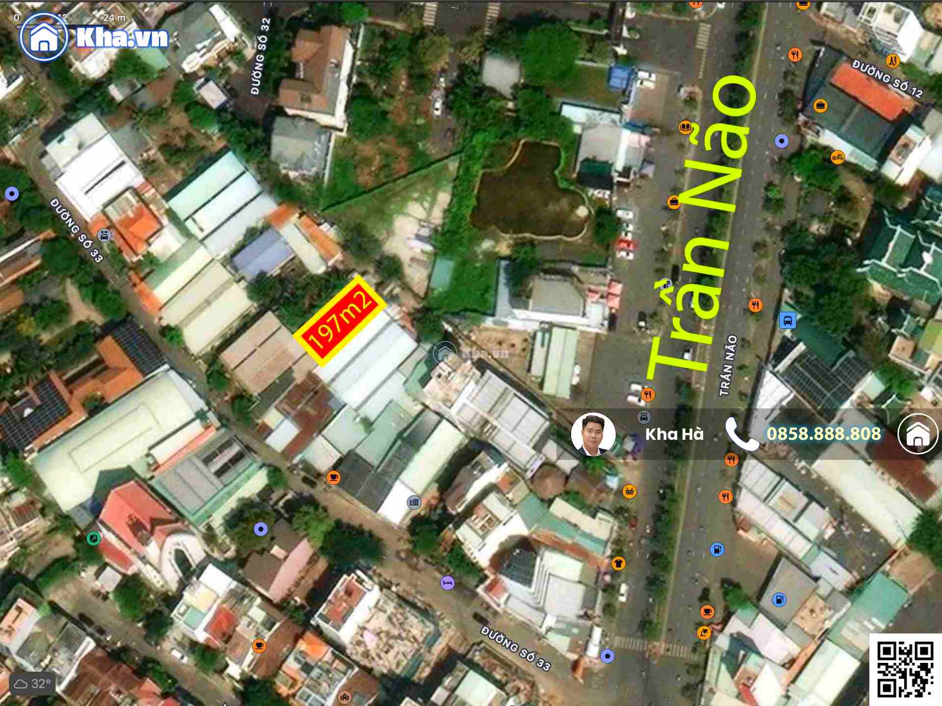 Đất 9×22.3 = 222m2, Trần Não đi vào 3 căn, Xây Dựng 7 tầng kinh doanh CHDV siêu tốt, Giá 30T