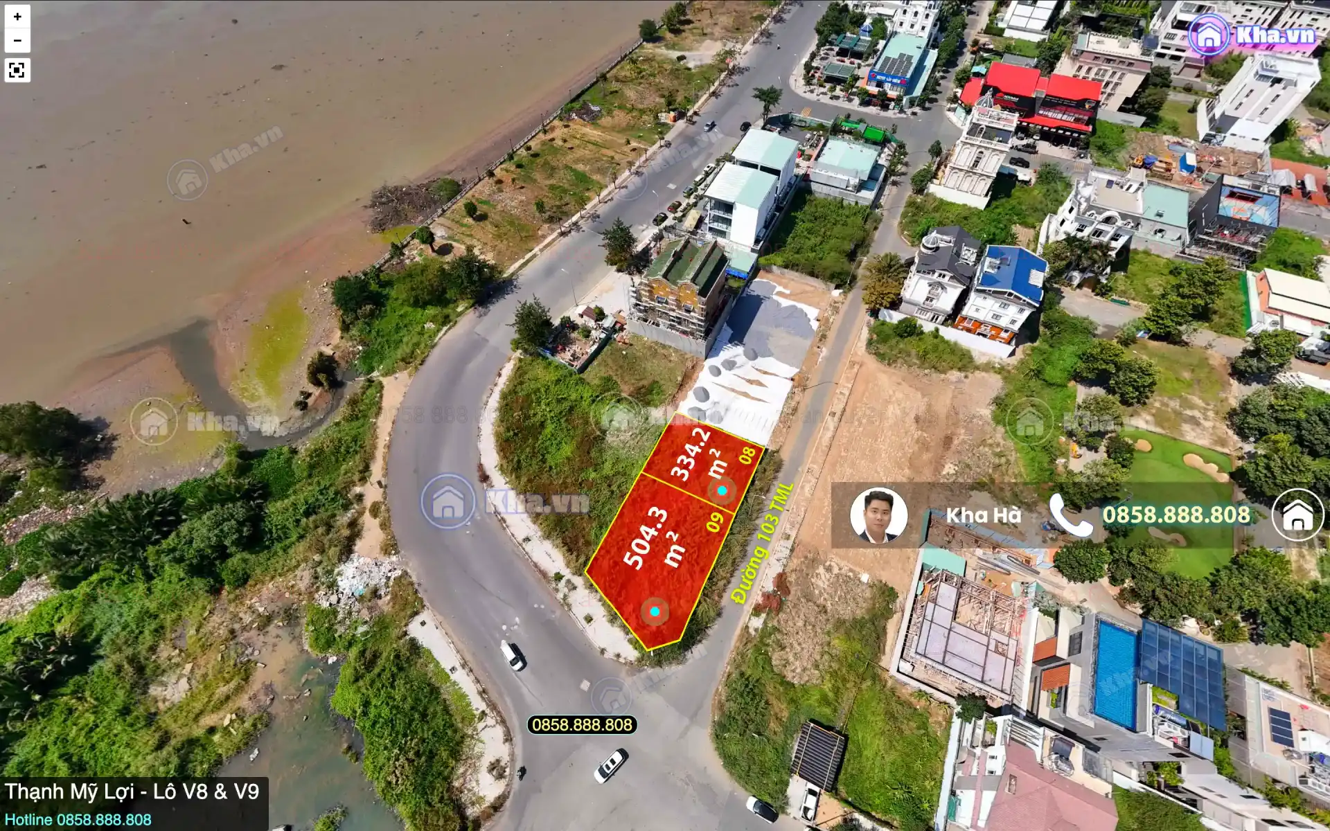 Đất Villa sông 42×21 Siêu to, góc kinh doanh đường 103TML  rộng 30m ven sông Sài Gòn Thạnh Mỹ Lợi