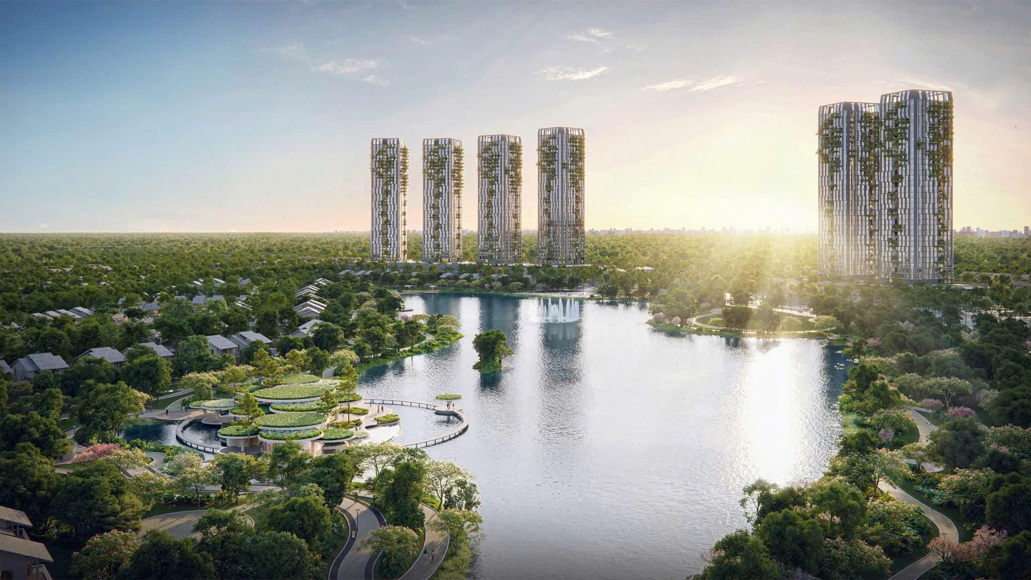 phoi canh hai cum toa thap can ho eco retreat